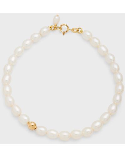 POPPY FINCH 14k Recycled Yellow Gold Keshi Genuine Pearl Bracelet - White