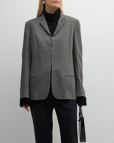 The Row Scilla Single-Breasted Blazer Jacket - Gray