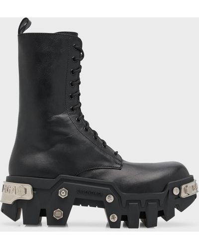 Balenciaga Bulldozer Platform Lace-Up Boots - Black