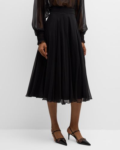 Dolce & Gabbana Seta Sheer Chiffon Midi Skirt - Black