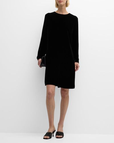 Eileen Fisher Petite Velvet Mini Shift Dress - Black