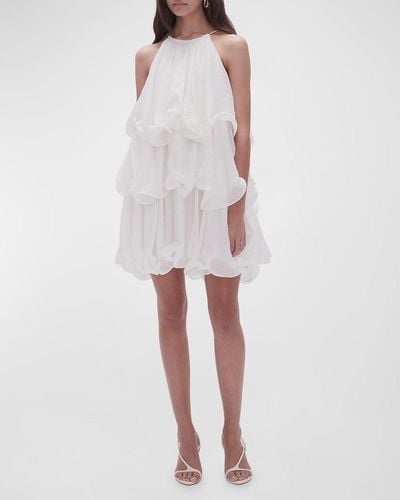 Aje. Claudia Tiered Frill Halter Mini Dress - White
