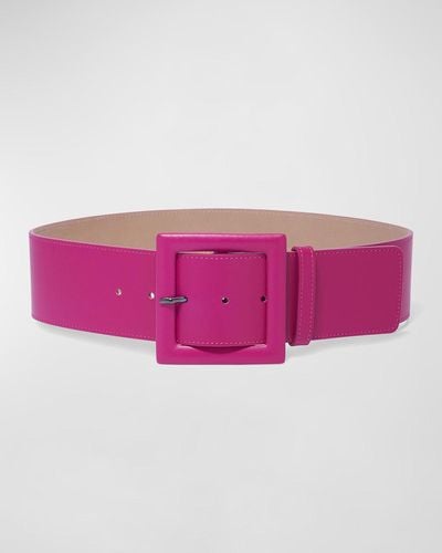 Carolina Herrera Square-buckle Wide Leather Belt - Pink