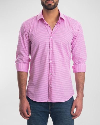 Jared Lang Gingham Button-Down Shirt - Purple