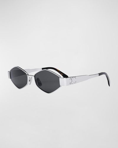 Celine Triomphe Round Metal & Acetate Sunglasses - Multicolor