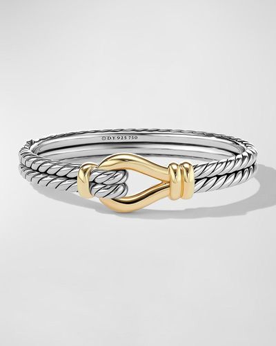 David Yurman Thoroughbred Loop Bracelet In Silver With 18k Gold, 16mm - Gray