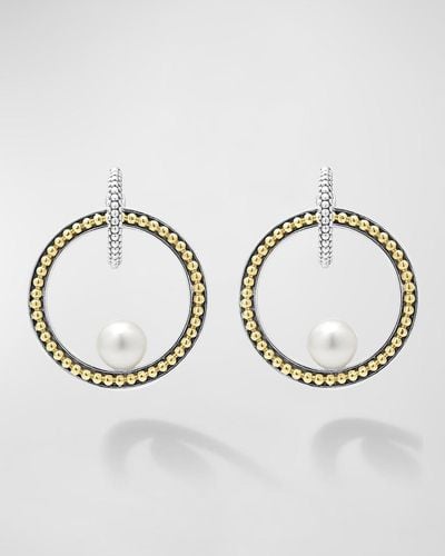 Lagos Luna Pearl 23Mm Caviar Circle Post Earrings With Drops - Metallic