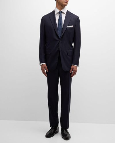 Kiton Two-Piece Solid Wool Suit - Blue