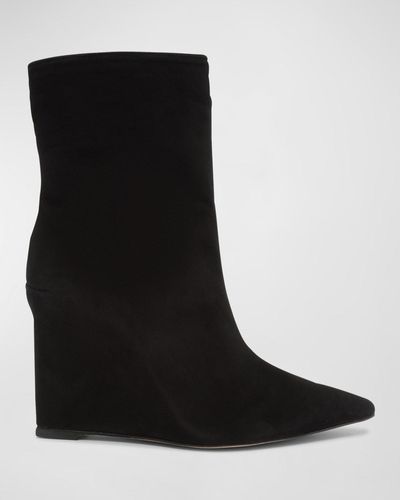 SCHUTZ SHOES Asya Suede Wedge Ankle Boots - Black