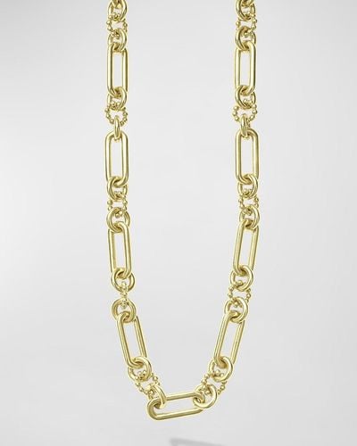 Lagos 18k Gold Caviar Beaded And Fluted Bold Link Necklace, 18"l - Metallic