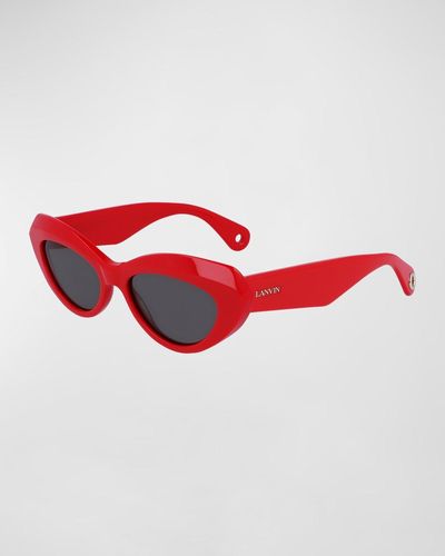 Lanvin Signature Acetate Cat-Eye Sunglasses - Red
