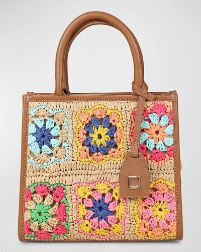 Rafe New York Ayesha Floral Crochet Raffia Tote Bag - Multicolor