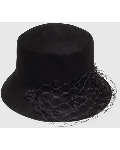 Eugenia Kim Jonah Wool Felt Bucket With Veil - Black