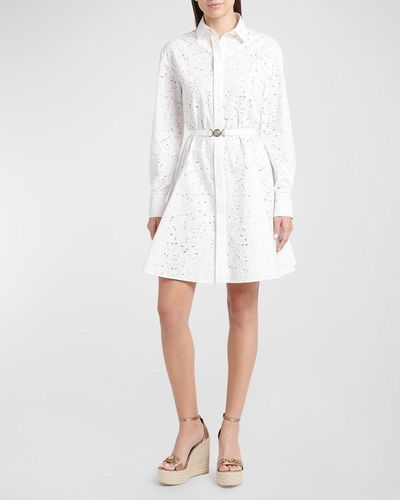 Versace Baroque-Print Belted Mini Dress - White