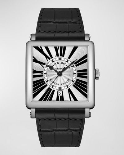 Franck Muller Master Square 18k White Gold Watch With Alligator Strap - Black