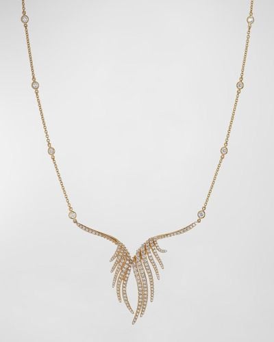 Krisonia Pave Diamond Wing Pendant Necklace In 18k Yellow Gold - White