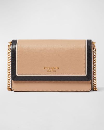 Kate Spade Flap Leather Chain Crossbody Bag - Natural