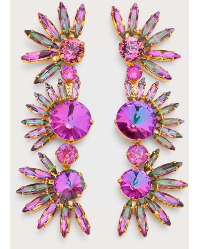 Elizabeth Cole Livy 24k Gold-plated & Crystal Earrings - Pink