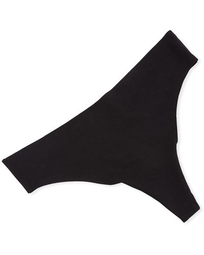 Hanro Invisible Cotton Thong Underwear - Black