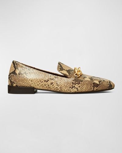 Tory Burch Jessa Embossed Horse Bit Loafers - Natural