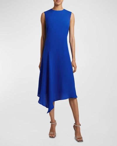 Santorelli Cecilia Sleeveless Asymmetric Midi Dress - Blue