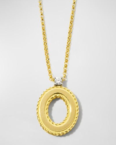 Roberto Coin Princess 18k Yellow Gold Diamond Initial Necklace, O - Metallic