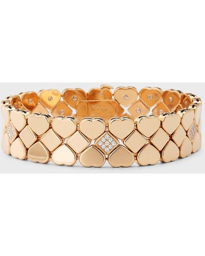 Chopard Happy Hearts 18k Rose Gold Diamond 3-row Bracelet - Natural