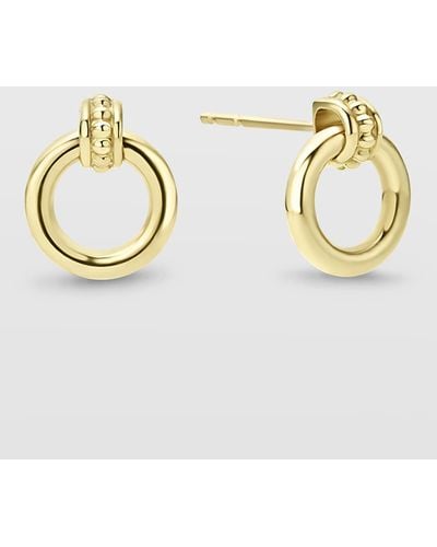 Lagos 18k Caviar Gold 10mm Circle Drop Earrings - Metallic