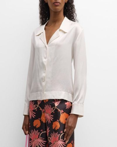 Frances Valentine Katherine Button-Down Silk Shirt - White