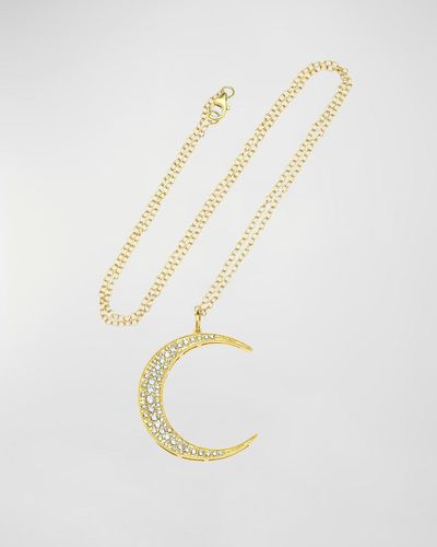 Andrea Fohrman 18K Diamond Crescent Moon Necklace - White