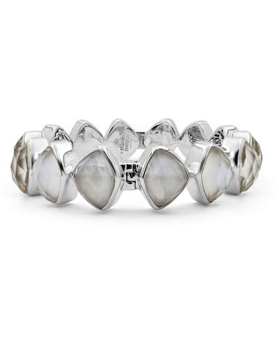 Stephen Dweck Faceted Natural Quartz, Mother-of-pearl And Agate Bangle In Sterling Silver - Gray