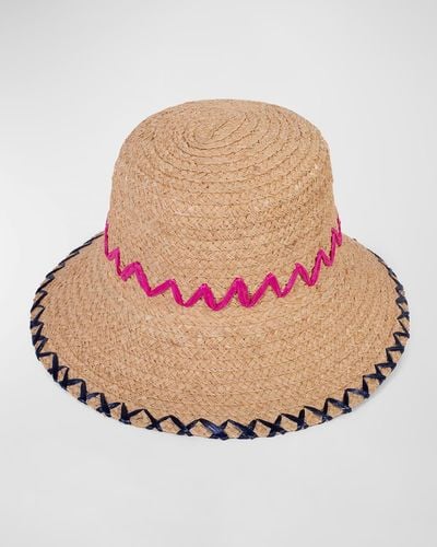 Raffaello Bettini Zig-Zag Straw Bucket Hat - Pink