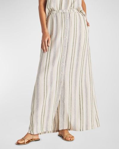 Splendid Demi Button-Front Stripe Maxi Skirt - Natural