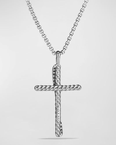 David Yurman Cross Crossover Diamond Pendant Necklace - White