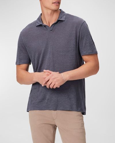 PAIGE Shelton Linen Polo Shirt - Gray