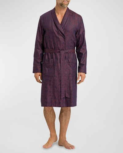 Hanro Selection Printed Cotton Robe - Purple
