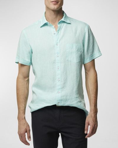 Rodd & Gunn Ellerslie Solid Linen Sport Shirt - Blue