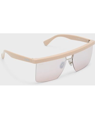 Max Mara Flat1 Half-rimmed Acetate Aviator Sunglasses - White