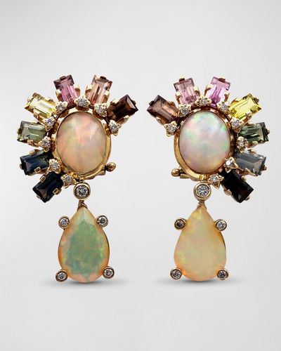 Stephen Dweck Opal, Multi-hued Sapphire, And Diamond Earrings - Metallic