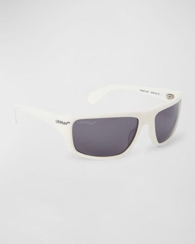 Off-White c/o Virgil Abloh Bologna Acetate Wrap Sunglasses - White