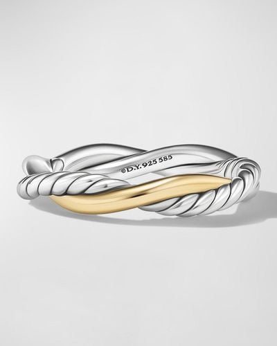 David Yurman Petite Infinity Band Ring In Silver With 14k Gold, 4mm - Metallic