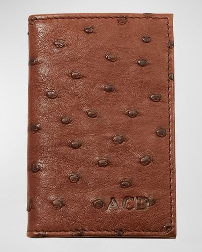 Abas Ostrich Bi-fold Card Case - Brown