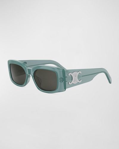 Celine Triomphe Rectangular Acetate Sunglasses - Blue