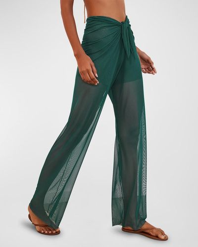 ViX Semi-Sheer Tie-Front Coverup Pants - Green