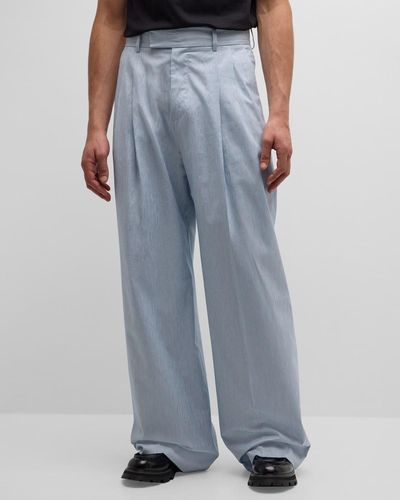 Amiri Shimmer Stripe Pleated Baggy Pants - Blue