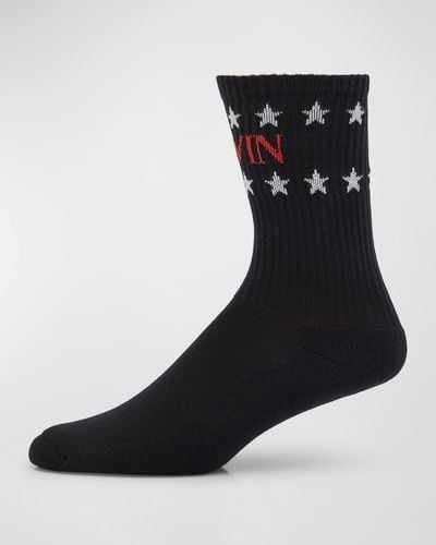 Lanvin Logo And Stars Crew Socks - Black