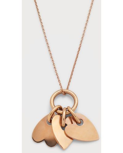 Ginette NY 18k Rose Gold Angele 3-mini Hearts Pendant Necklace - Metallic