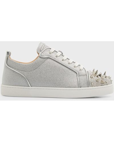Christian Louboutin Louis Junior Spiked Glitter Sneakers - Gray