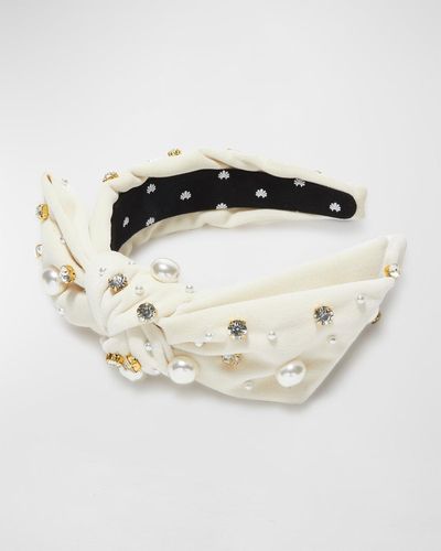 Lele Sadoughi Oversized Pearly Crystal Holly Headband - White