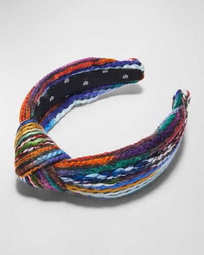 Lele Sadoughi Mixed Yarn Knotted Headband - Blue